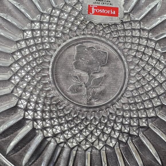 Avon American Lead Crystal Fostoria Glass Collectible Plates Door Knocker & Rose - Picture 2 of 12